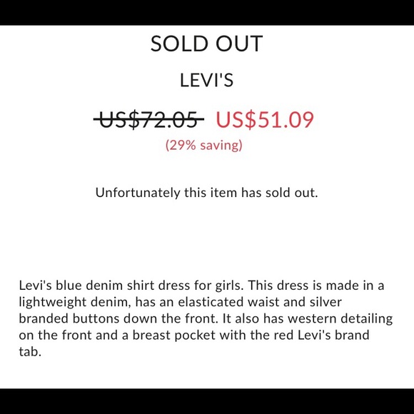 Girls Levi’s Shirt Dress, size small - Picture 7 of 7